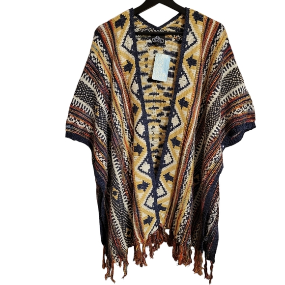 Angie Western Knit Poncho Wrap Sweater - Picture 1 of 7